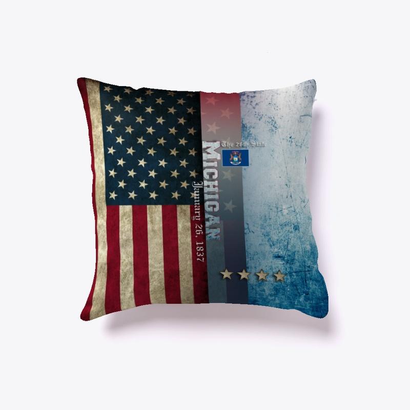 State of Michigan Flag Pillow